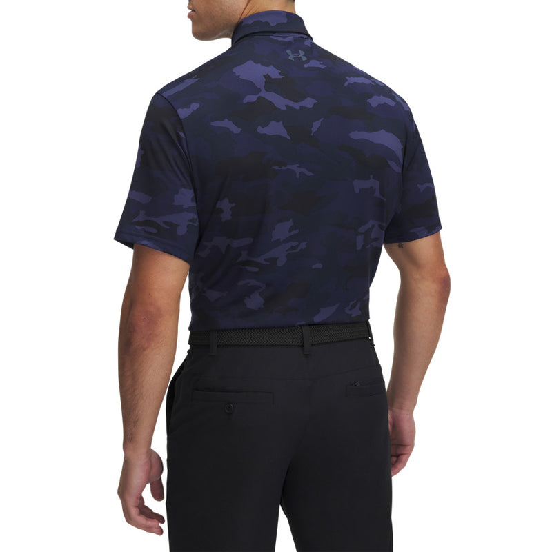 Under Armour Playoff 3.0 Printed Polo Golf Shirt - Midnight Navy/Downpour Grey