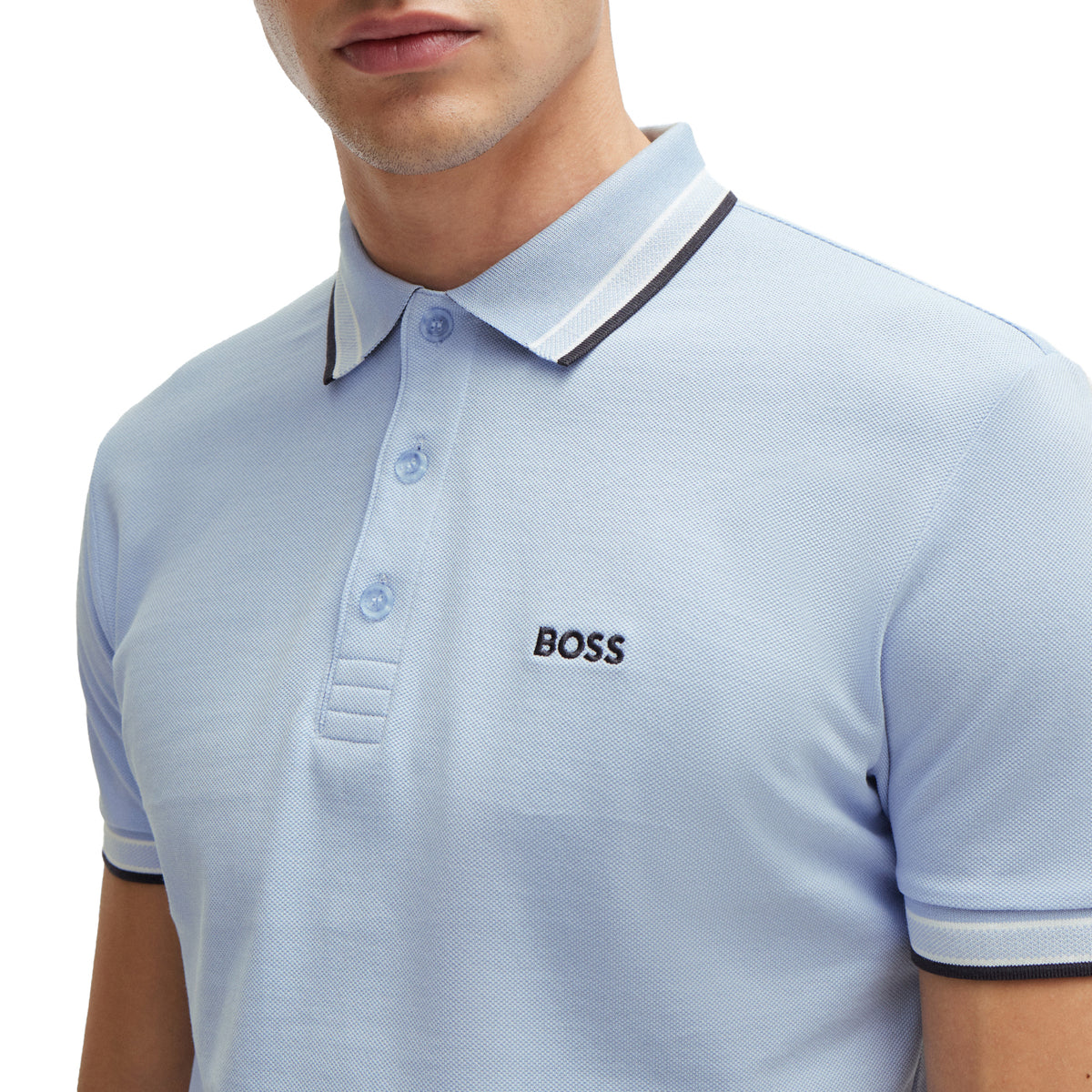 BOSS Paddy Cotton Pique Golf Shirt - Open Blue