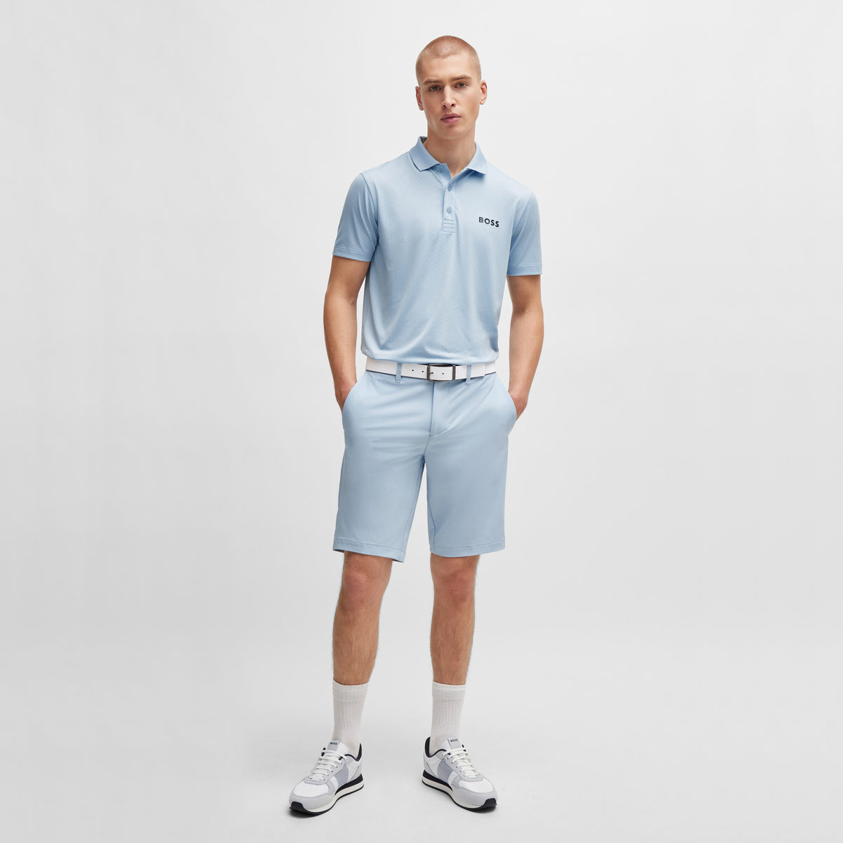 BOSS Paddytech Jacquard Golf Shirt - Open Blue