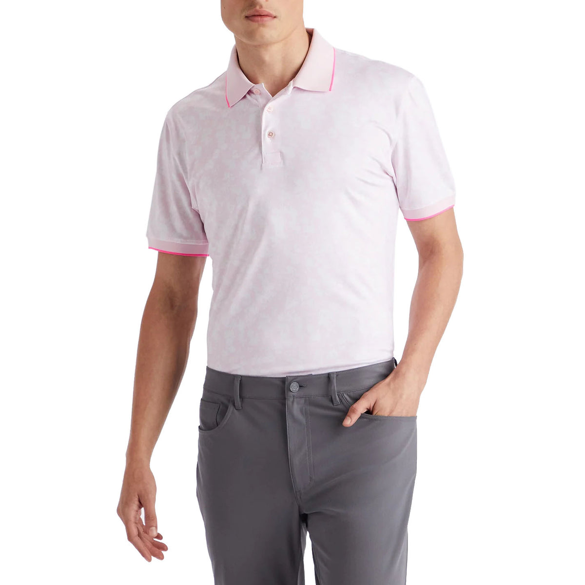 G/Fore Blossom Rib Collar Tech Golf Polo Shirt - Blush