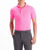 G/fore Clube Stripe Tech Jersey Golf Shirt - Knockout Pink