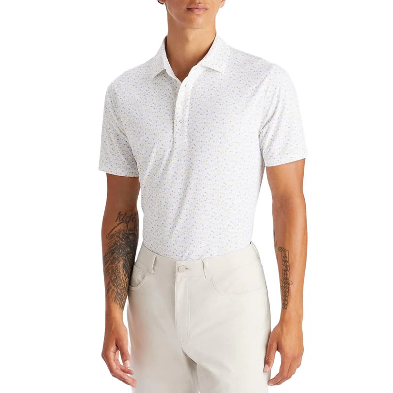 G/Fore Aye Papi Tech Pique Golf Polo Shirt - Snow/ Nimbus