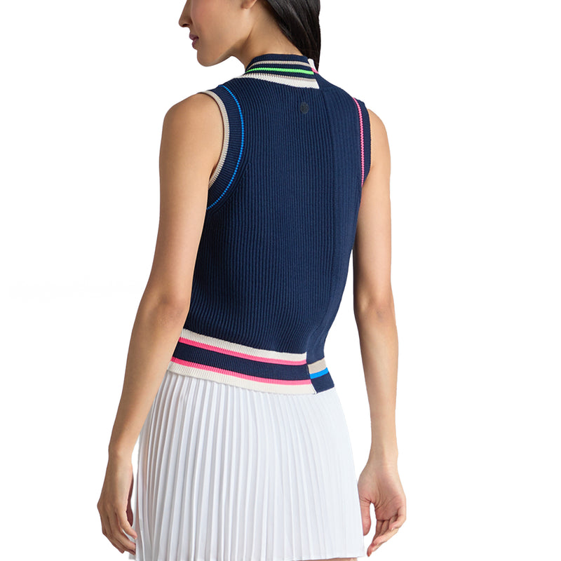 G/Fore Women's Engineered Stripe Sweater Golf Vest - Twilight