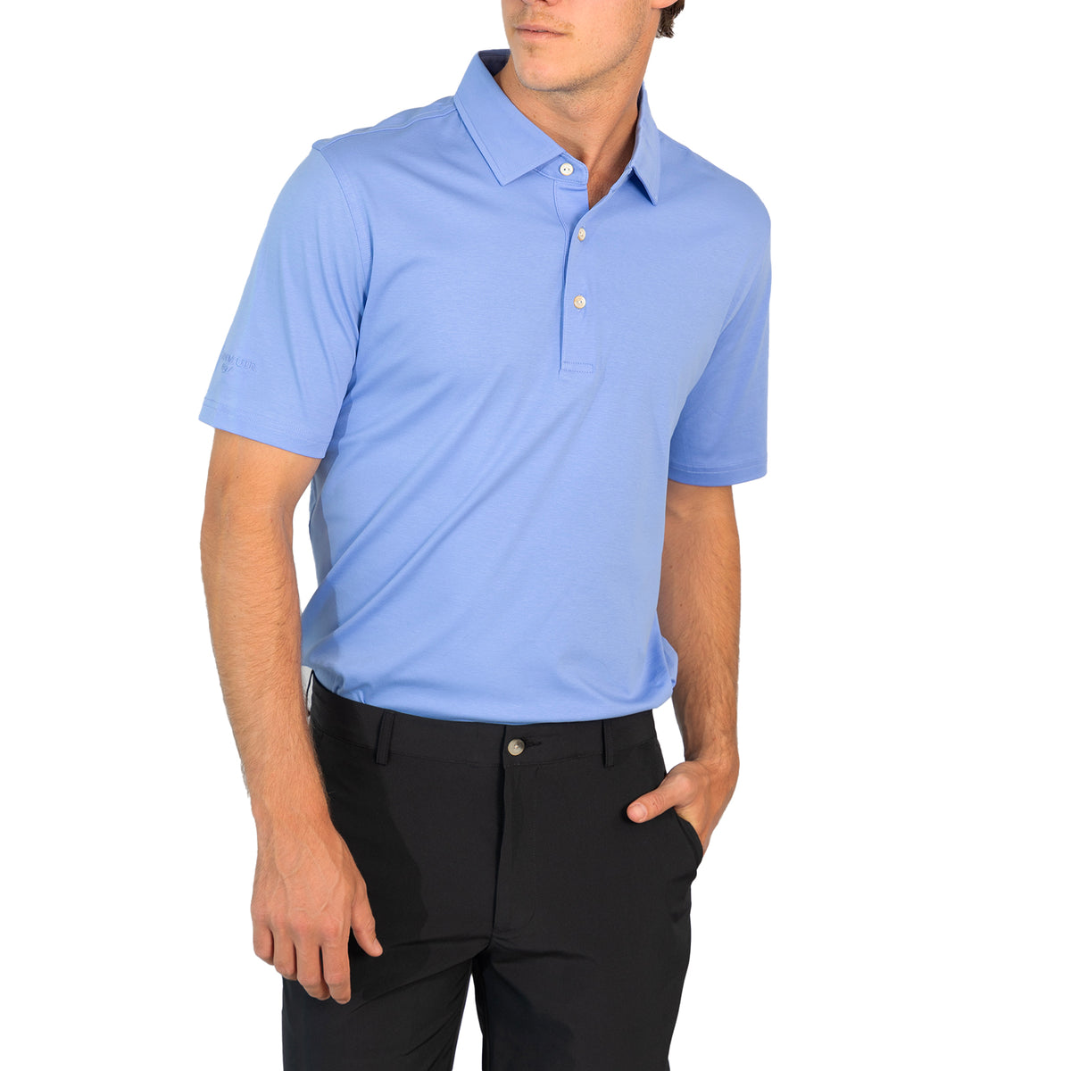 Glenmuir Tain Mercerised Cotton Golf Polo Shirt - Light Blue