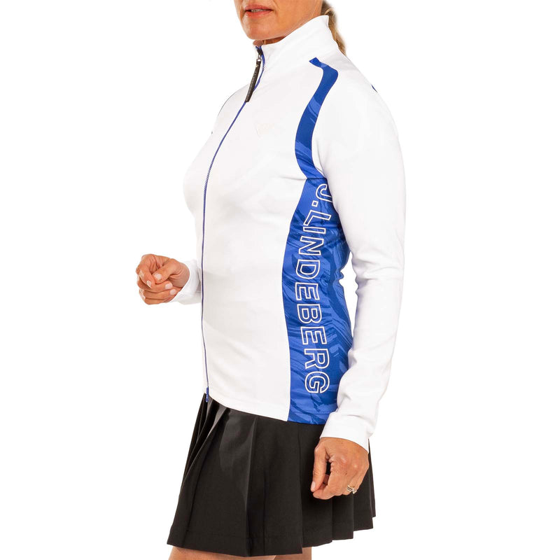 J.Lindeberg Women's Solar Print Full Zip Golf Mid Layer - Blue Valley