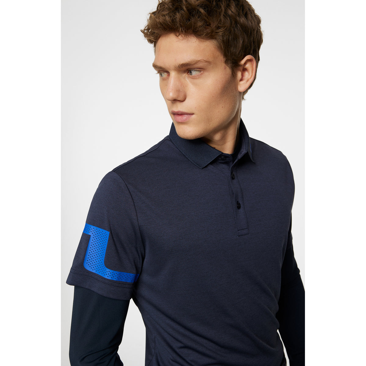 J.Lindeberg Heath Regular Fit Golf Polo Shirt - Navy Melange