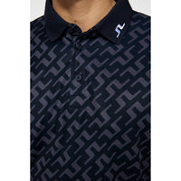 J.Lindeberg Tour Tech Reg Fit Print Golf Polo Shirt - Bias Bridge Navy