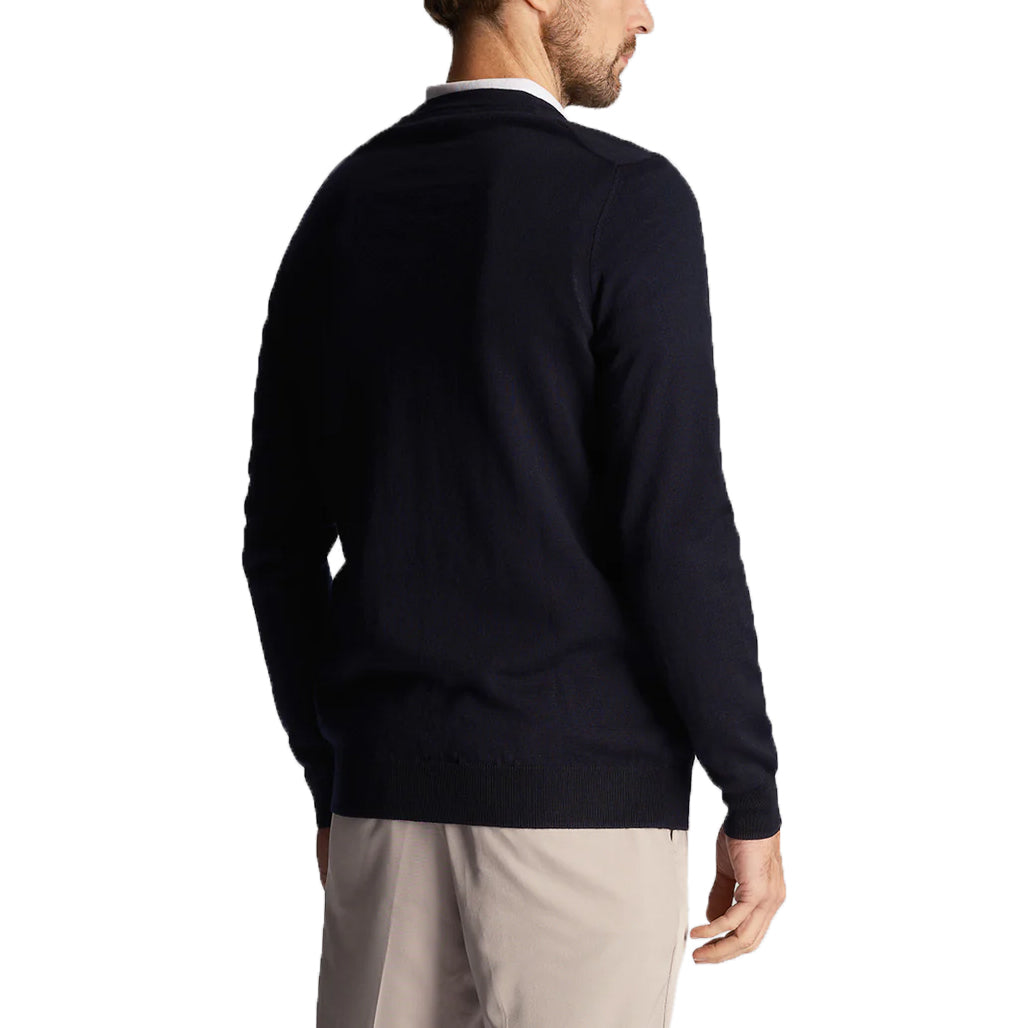 Lyle & Scott Golf Merino Blend V Neck Pullover - Dark Navy