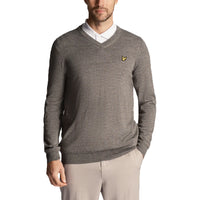 Lyle & Scott Golf Merino Blend V Neck Pullover - Mid Grey Marl