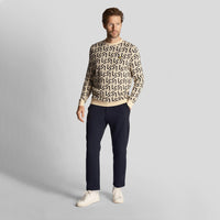 Lyle & Scott Monogram Knitted Golf Crew Neck - Sand Dune