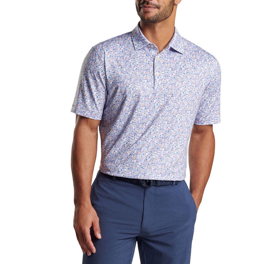 Peter Millar Groovy Performance Jersey Polo Golf Shirt - White