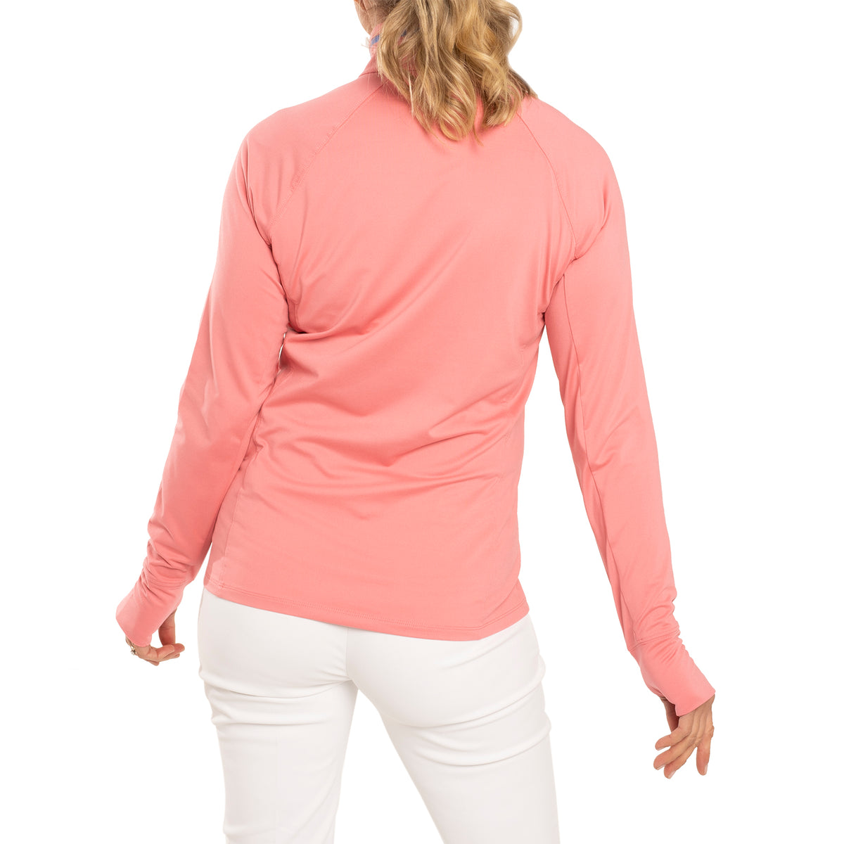 RLX Ralph Lauren Women's Jersey Quarter Zip Golf Pullover - Dolce Pink/Scottsdale Blue