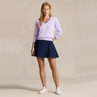 RLX Ralph Lauren Women's Cotton Blend V-Neck Golf Jumper - Flower Purple