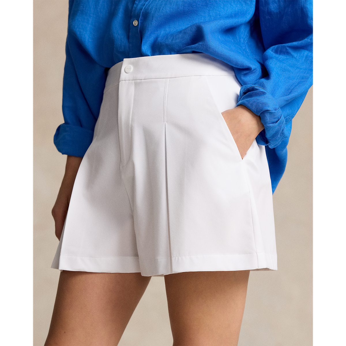 RLX Ralph Lauren Women's Performance Pleated Golf Shorts - Pure White