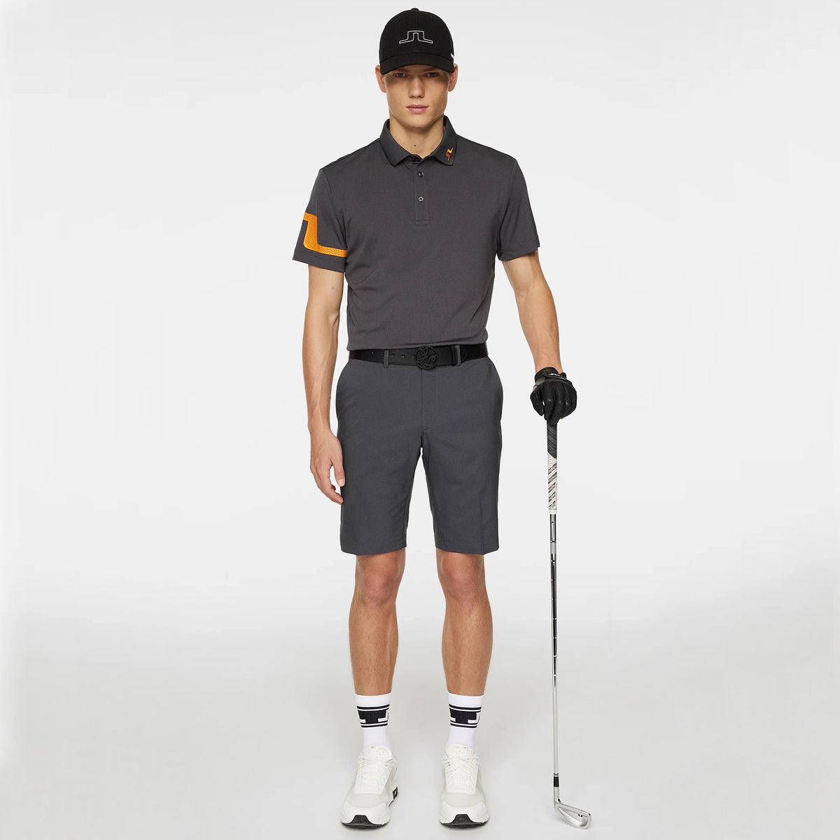 J.Lindeberg Heath Regular Fit Golf Polo Shirt - Asphalt