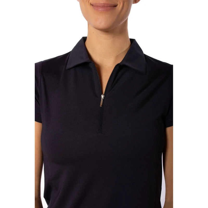 Golftini Women's Short Sleeve Zip Golf Shirt - Navy