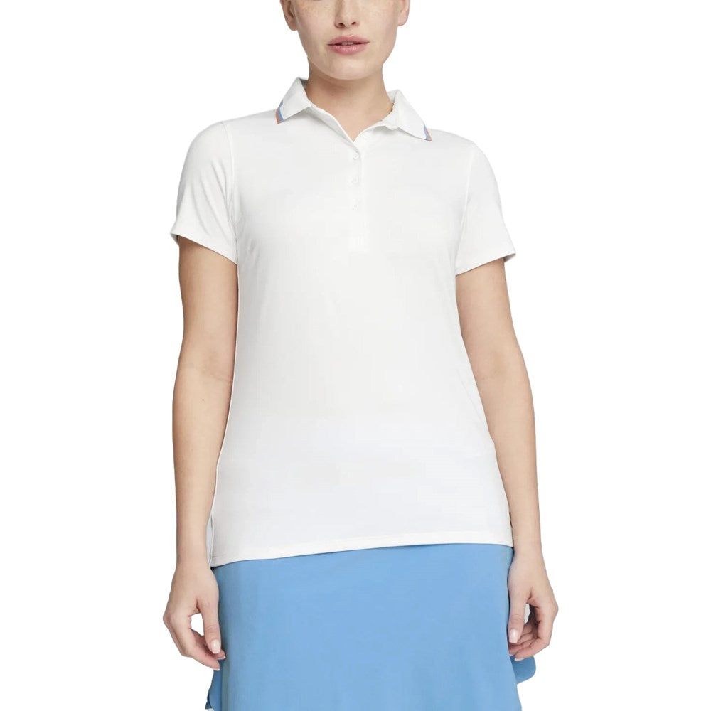 Puma Women's Cloudspun Tipped Golf Polo Shirt - White Glow/ Regal Blue