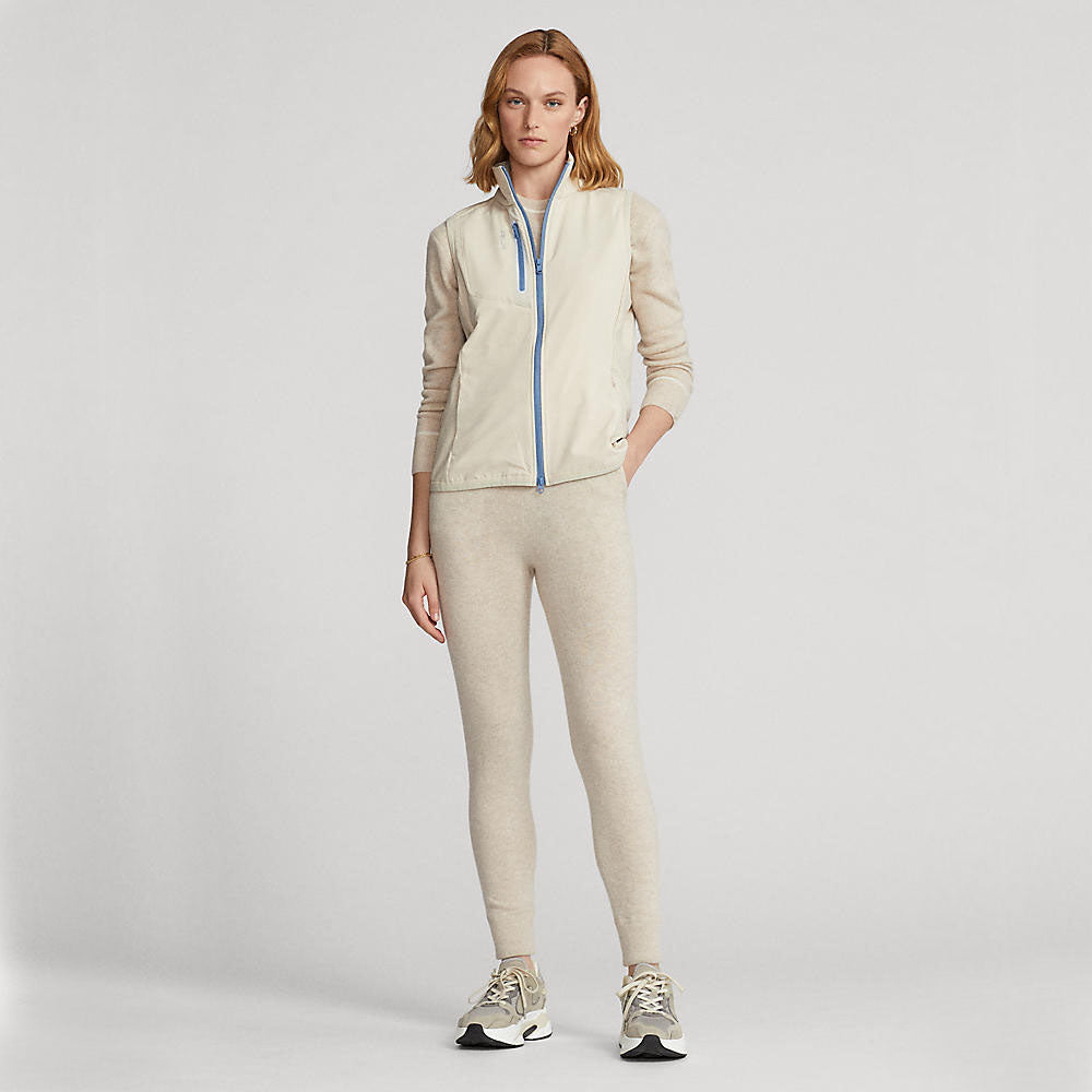RLX Ralph Lauren Women's Tech Terry Full Zip Golf Vest - Sand Heather/Hatteras Blue