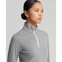 RLX Ralph Lauren Women's Stretch Jersey 1/4 Zip Golf Pullover - Steel Heather/Chic Cream