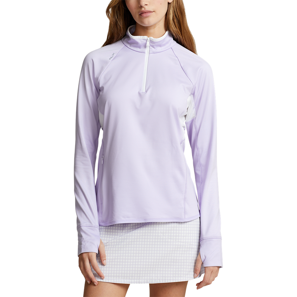 RLX Ralph Lauren Women's Jersey Quarter Zip Golf Pullover -  Flower Purple/White