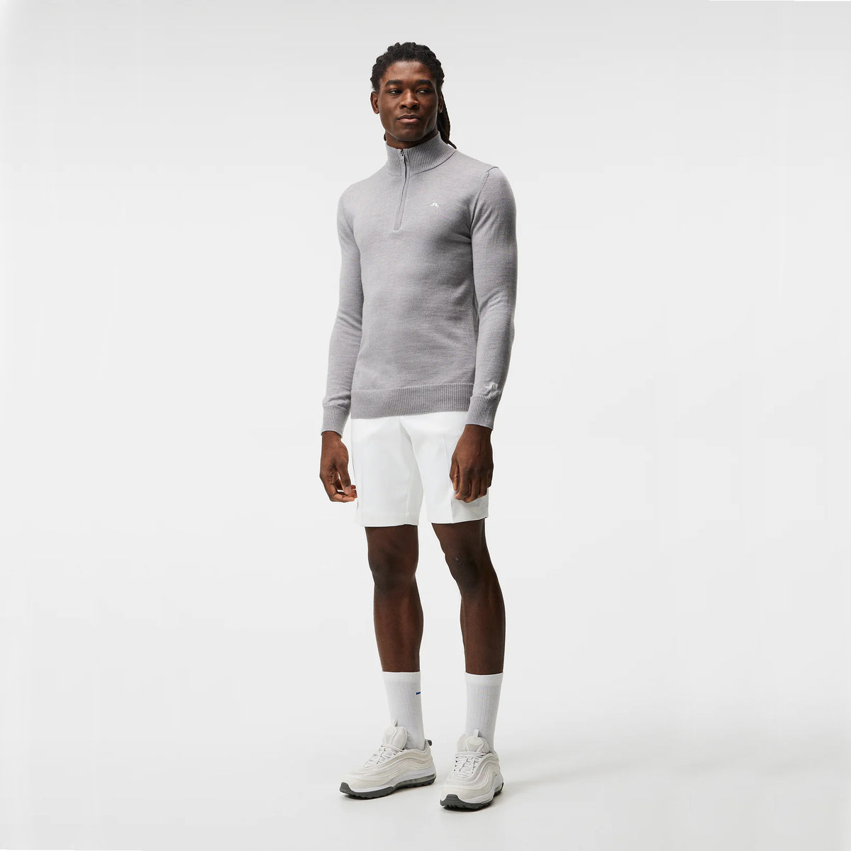 J.Lindeberg Kian 1/4 Zip Merino Golf Knit - Grey Melange