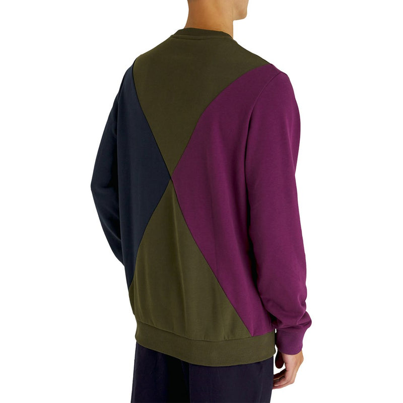 Lyle & Scott Argyle Panelled Crew Neck Sweatshirt - Olive