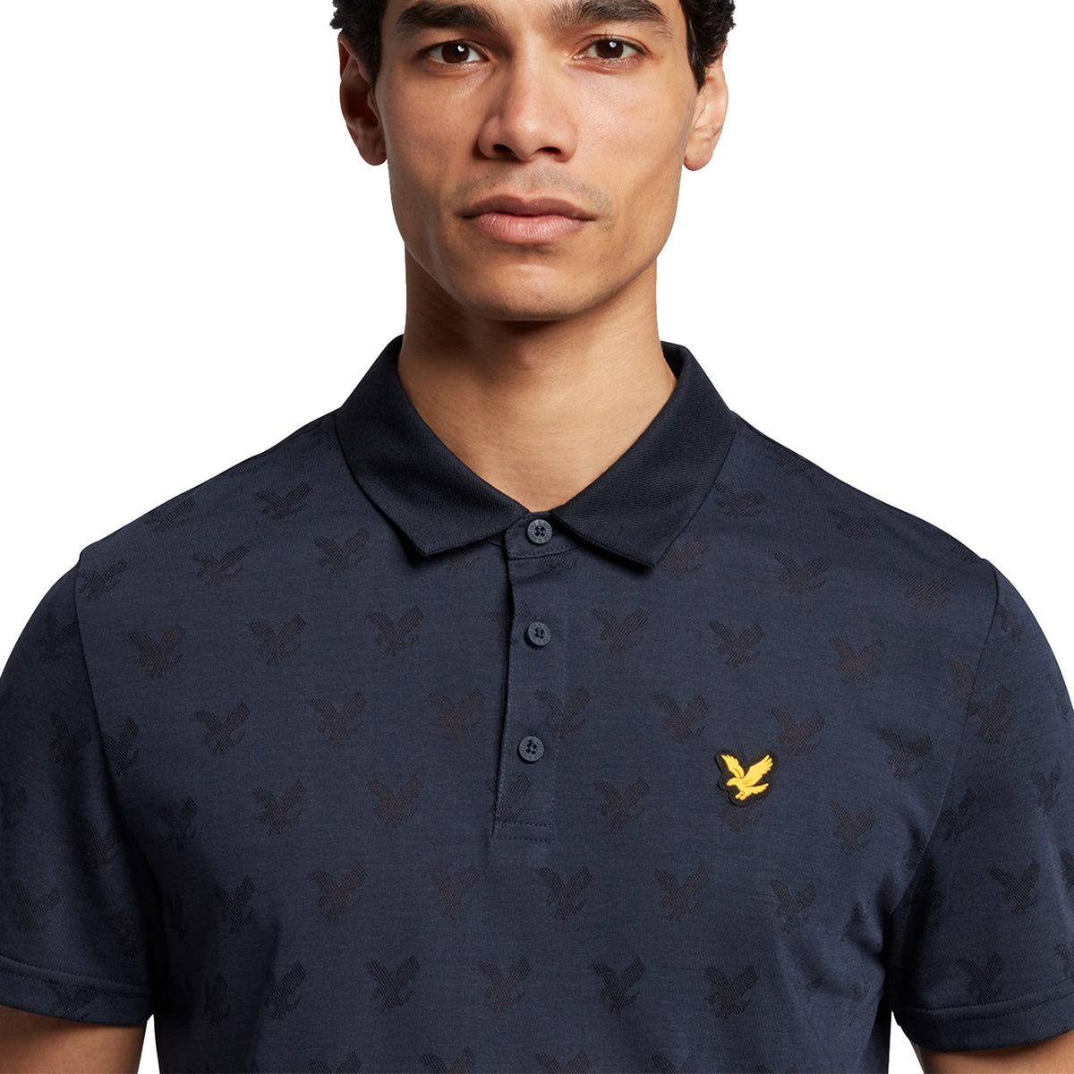 Lyle & Scott Jacquard Polo Shirt - Dark Navy Marl