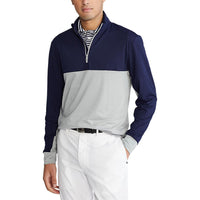 Polo Golf Ralph Lauren Half Zip Peached Jersey - French Navy/Grey Heather