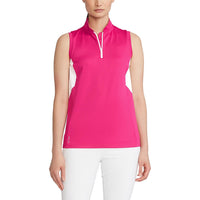 RLX Ralph Lauren Women's Mix Sleeveless Airflow Golf Shirt - Aruba Pink/Pure White