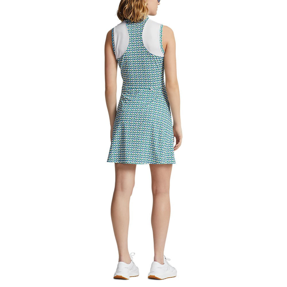 RLX Ralph Lauren Women's Sleeveless Zip Printed Airflow Golf Dress - Spring Wicker